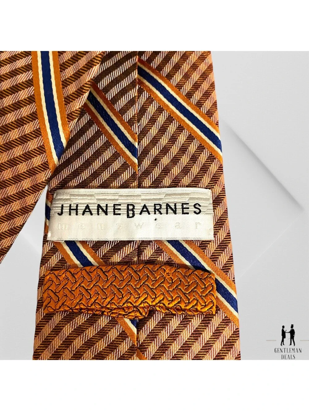 Jhane Barnes Neck Tie Mens Silk Jacquard Plaid Striped Woven Plaid 60 x3